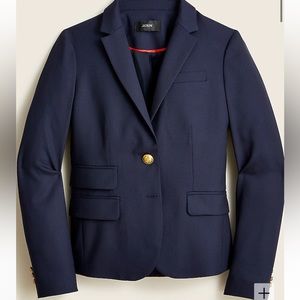 J. Crew Dalton Blazer Navy Blue Wool Suit Jacket Size 8 Gold Crest Buttons